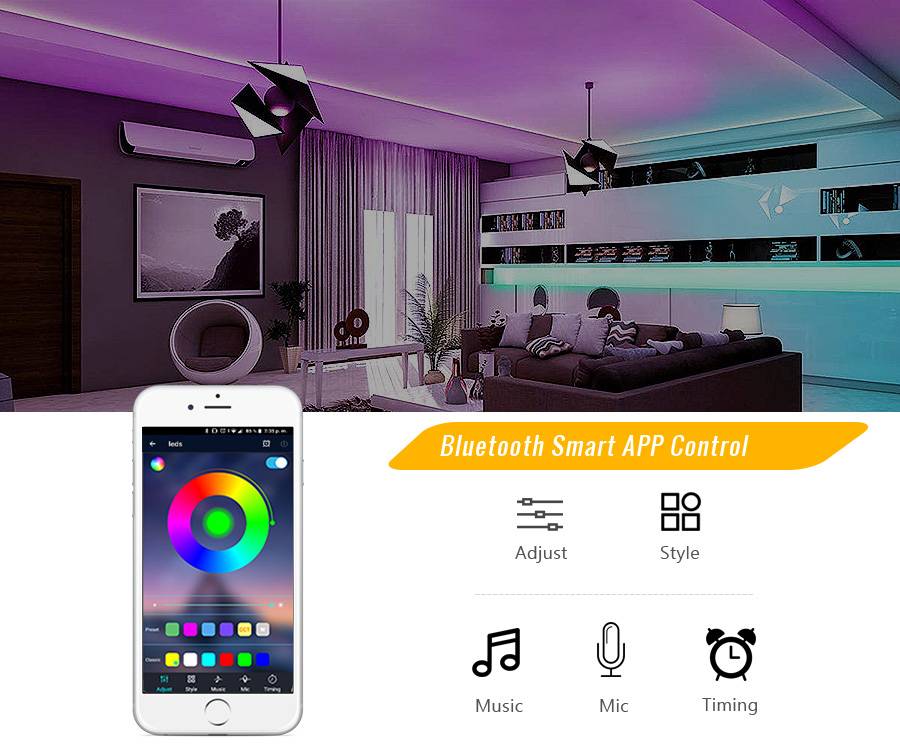 Bluetooth LED Strip Light 10M RGB 5050 SMD 2835 Flexible Ribbon Waterproof RGB LED Light 5M 15M 20M Tape Diode Bluetooth Control (1)