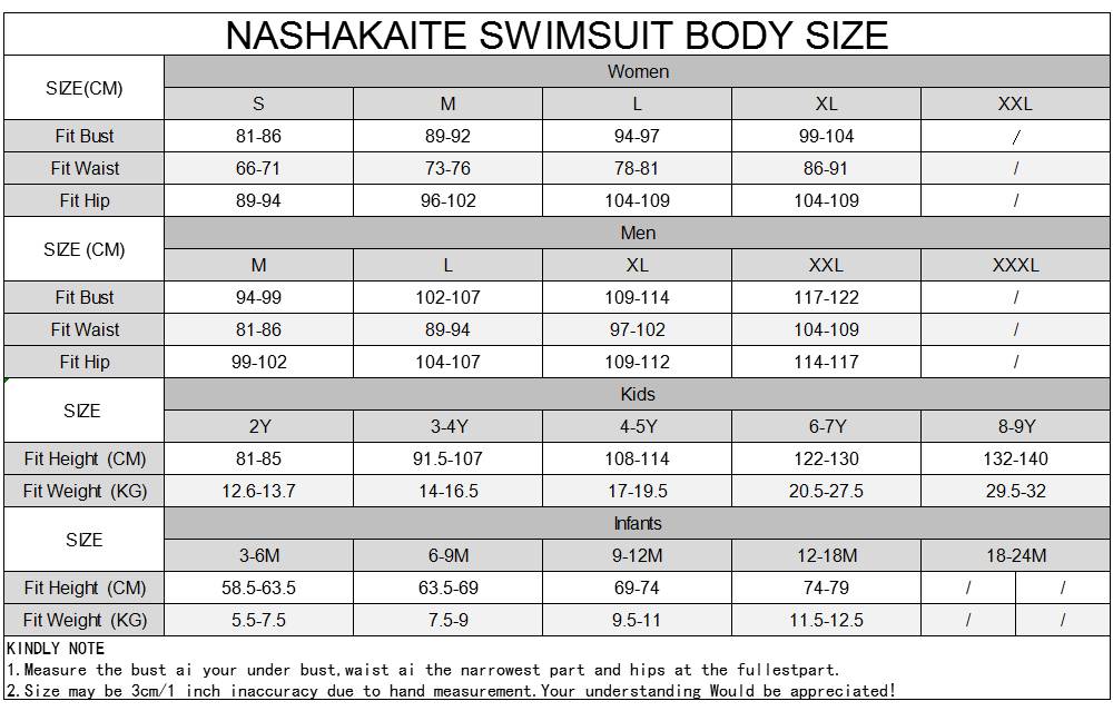 泳装推荐尺码表厘米为单位 2-9Y