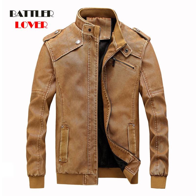 New Arrive Brand Motorcycle Leather Jacket Men Punk Biker Coats Jaqueta De Couro Masculina Male Pilot Rivet Winter Warm Clothes