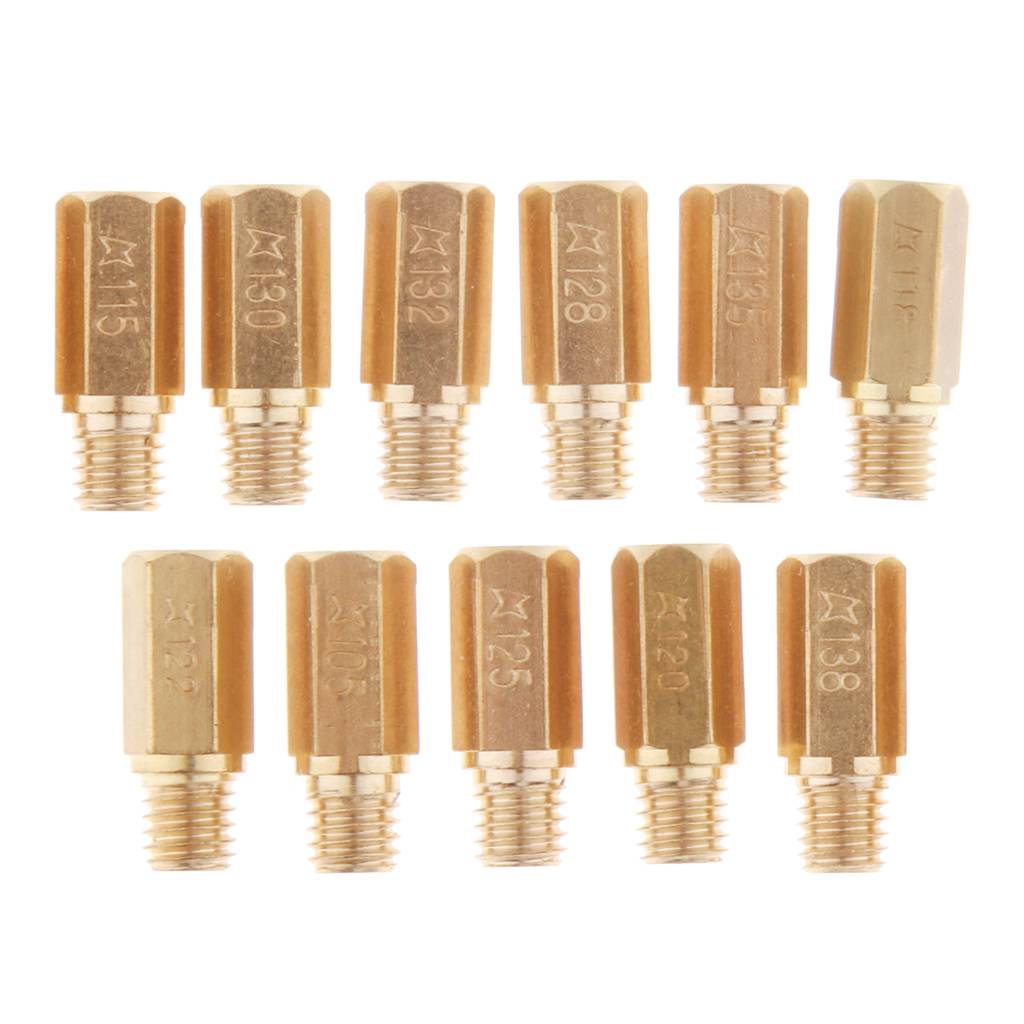 22pcs Hex Carburetor Main Jet Injectors Kit 105 115 118 120 122 125 128 130 132 135 138 Size Replacement for Keihin OKO PE PWK