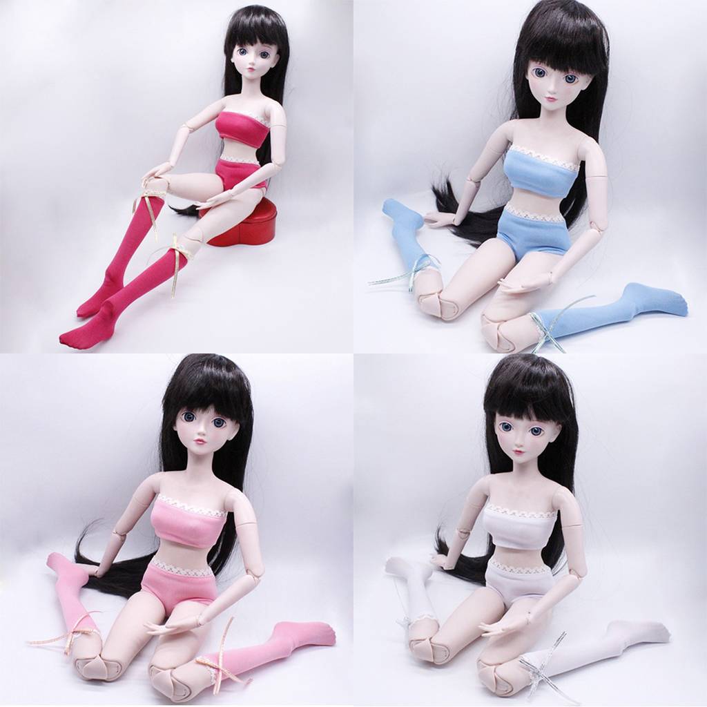 Charming Girl Doll Beach Swimsuit Tube Top, Briefs & Stockings for 1/3 BJD Bikini Clothes