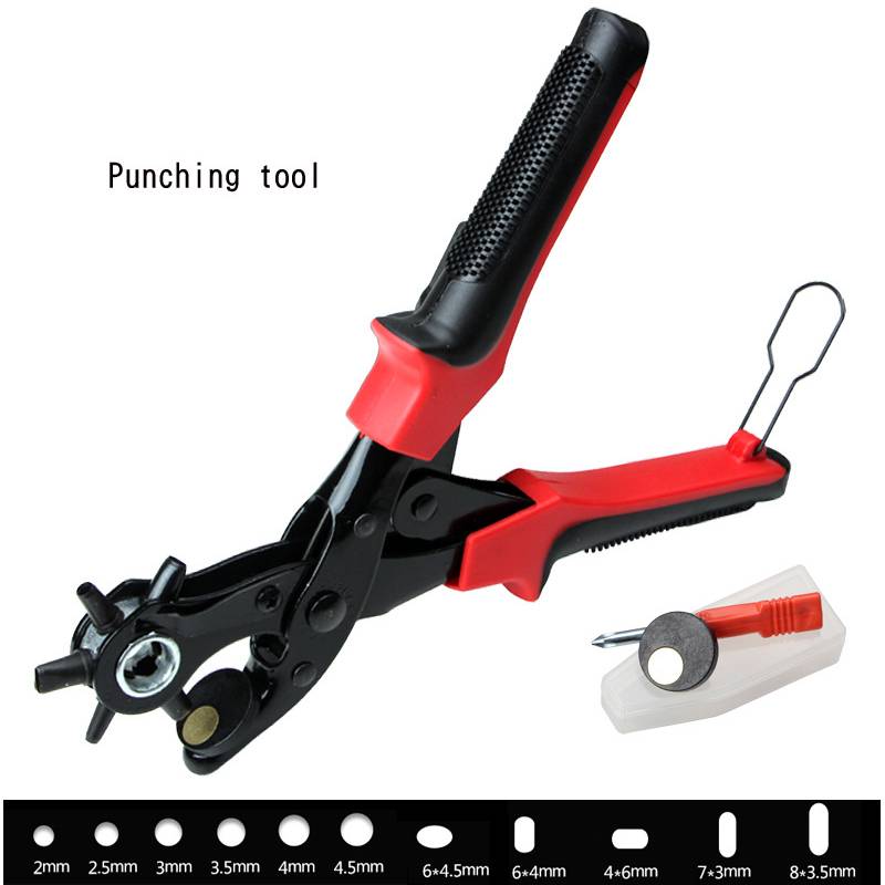 Punching Revolving Leather Punch Plier Punch Hole Tool Puncher for Belts Saddle Watch Bands Strap Shoe Fabric Paper Leathercraft