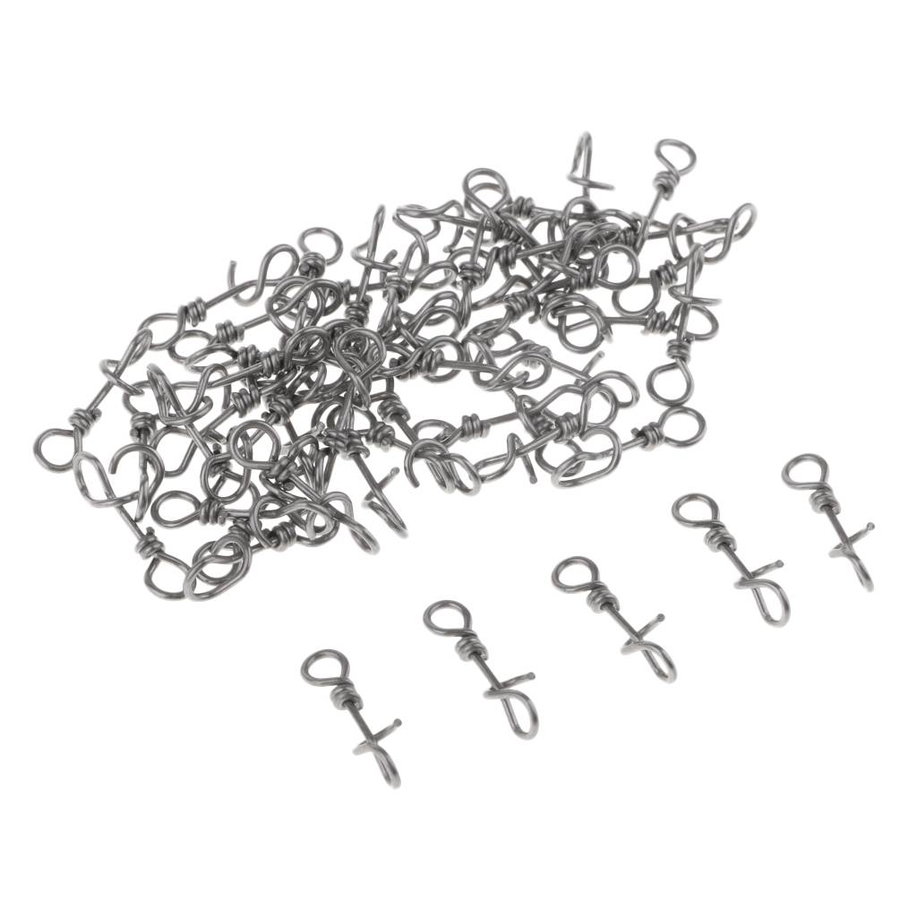 100pcs High Strength Fishing Connector Snaps Stainless Steel Fastach Clips Fishing Accessories