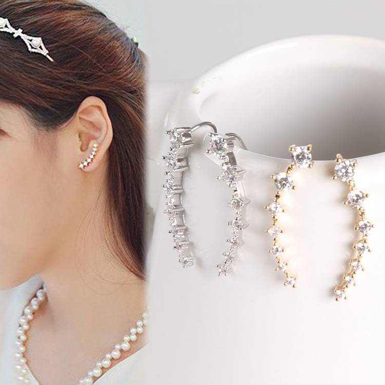 Crystal Woman Earrings Ear Hook Color Gold Silver Plated  Jewelery Accessories