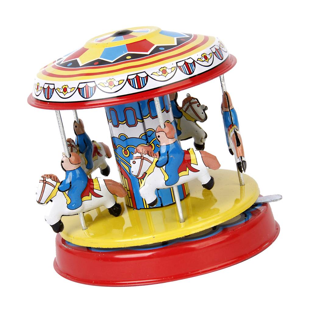 Vintage Fairground Carousel Model Merry Go Round Tin Toy Collectible Gift