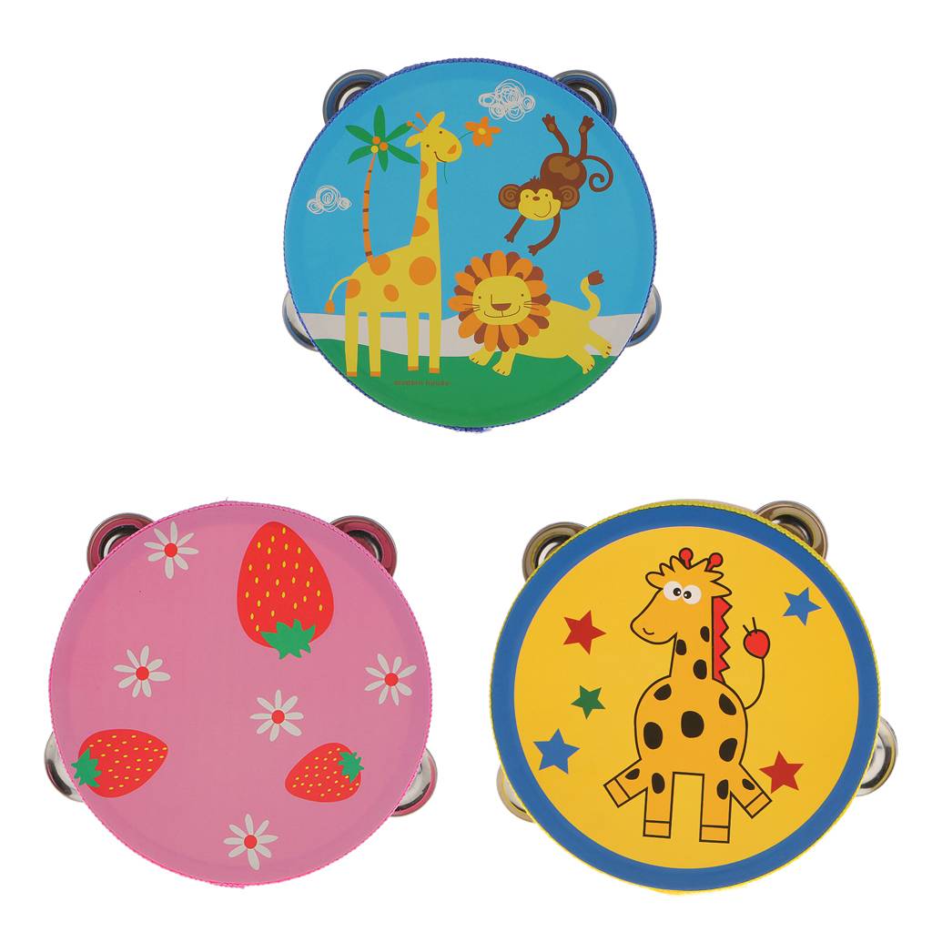 Wooden Giraffe Tambourine Drum Bell Party Kids Toy Musical Instrument Percussion Gift
