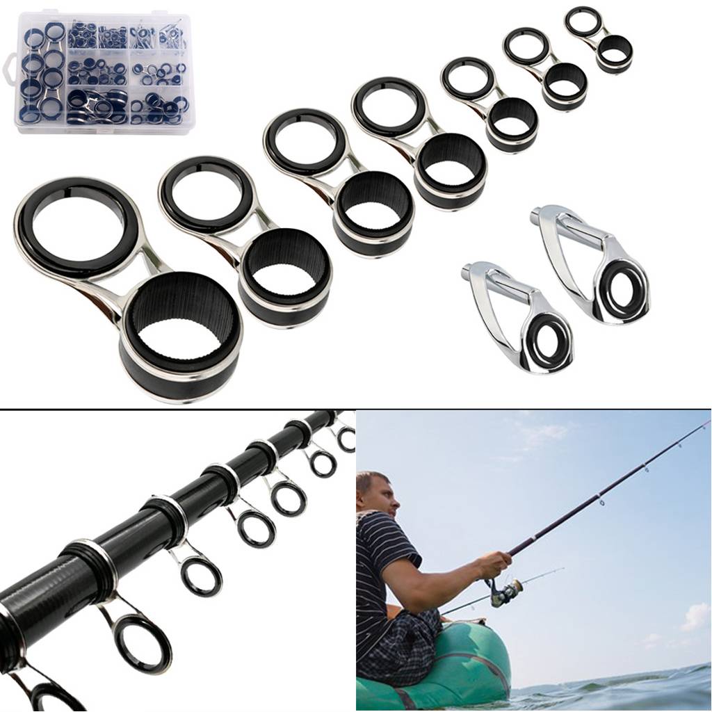 55Pcs/box Ceramic Eye Ring Fishing Rod Guides Line Repair Tip Tops Rings DIY