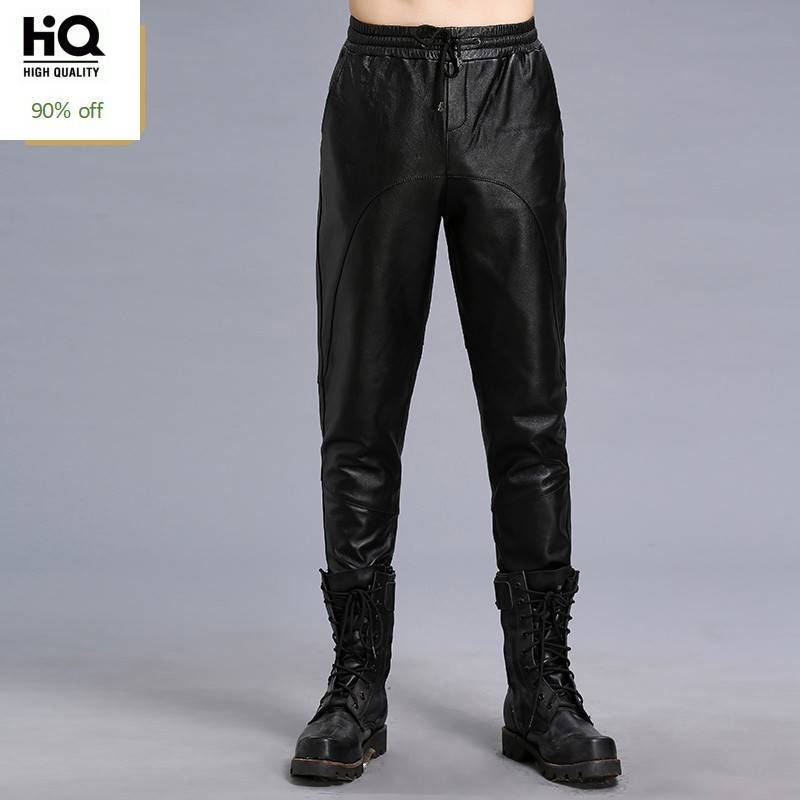 Мужские брюки-карандаш из натуральной кожи осень 2020 новая мода уличная одежда