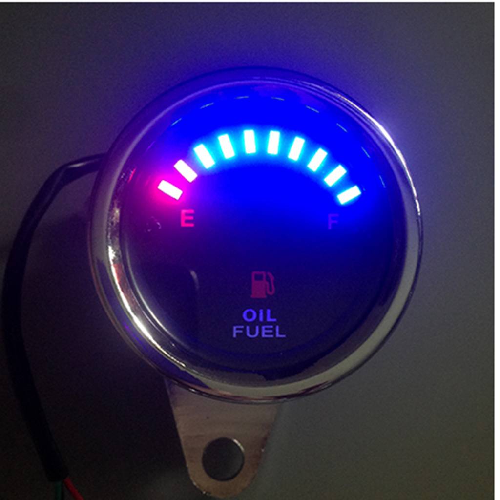 2.56 inch 65mm Universal Motorcycle Car Fuel Level Meter Gauge 12V LED Light Display