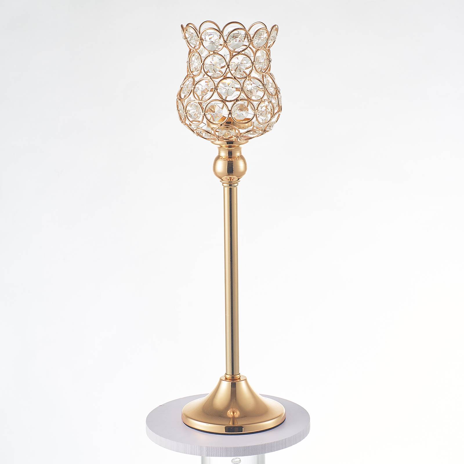 Vintage Crystal Tea Light Candle Holder Gold Wedding Dinner Table Flameless Candelabra Pillar Candlesticks Party Candles Lantern