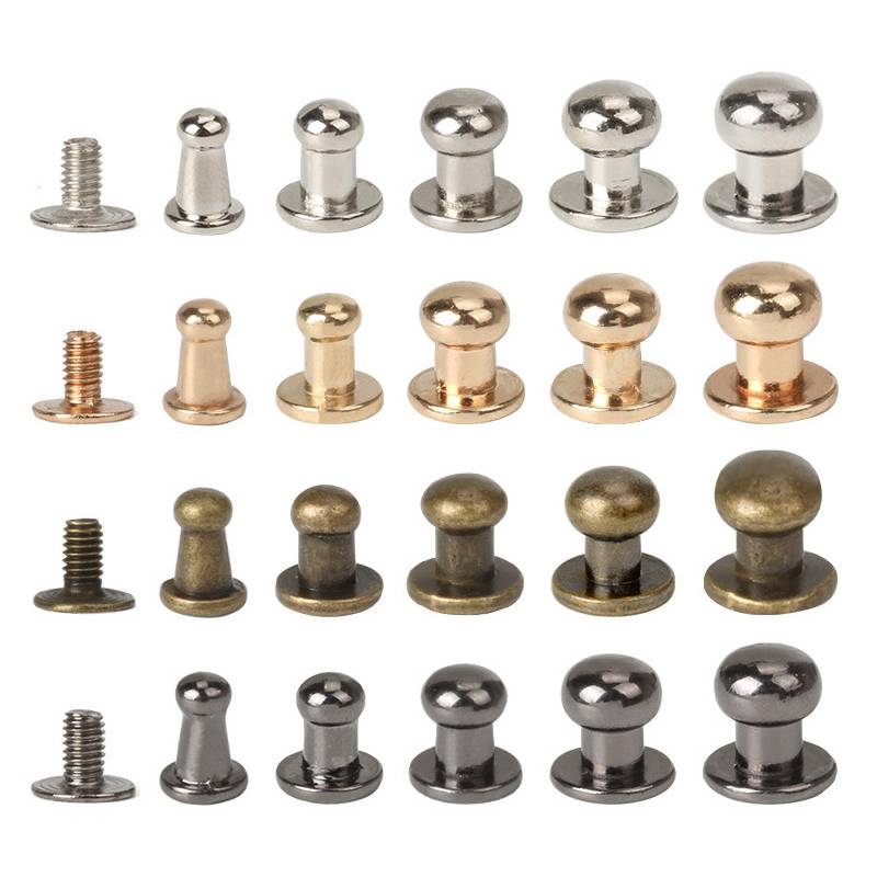 10 Pack 5 colours Zinc alloy Round Nipple Head Button Stud Screws  4I5I6I7I8I10mm Screws Nail Rivet for DIY Leather Craft H-101
