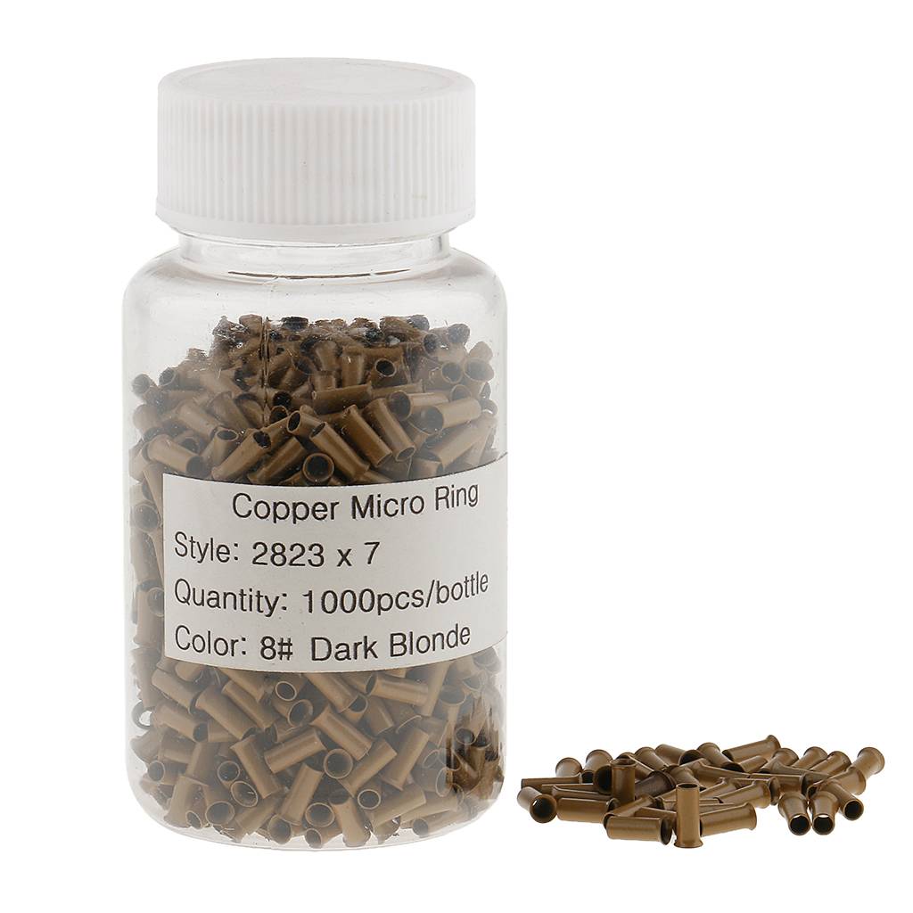 1000 Pieces Hair Extentions Micro Rings Links Beads, 7mm Copper Lined Beads for Human Hair Extensions Styling Tool