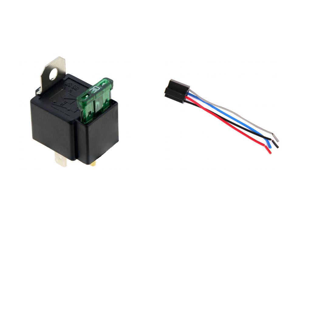 Car Automotive 30Amp Fused Relay 4 Pin with 4 Wires Harness Socket 12V