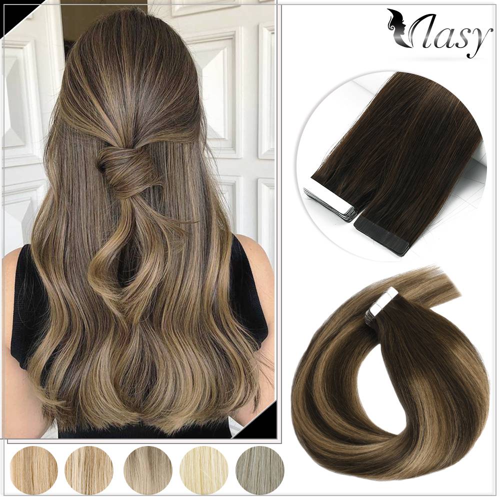 VLASY лента в волосах высокое качество машина Remy человеческие волосы Кожа Уток