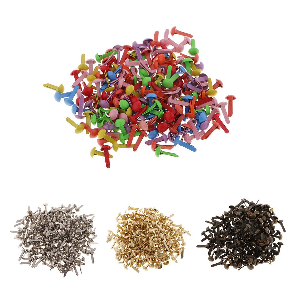 200x Round Head 4.5mm Metal Brads Paper Fasteners Scrapbooking Embellishment