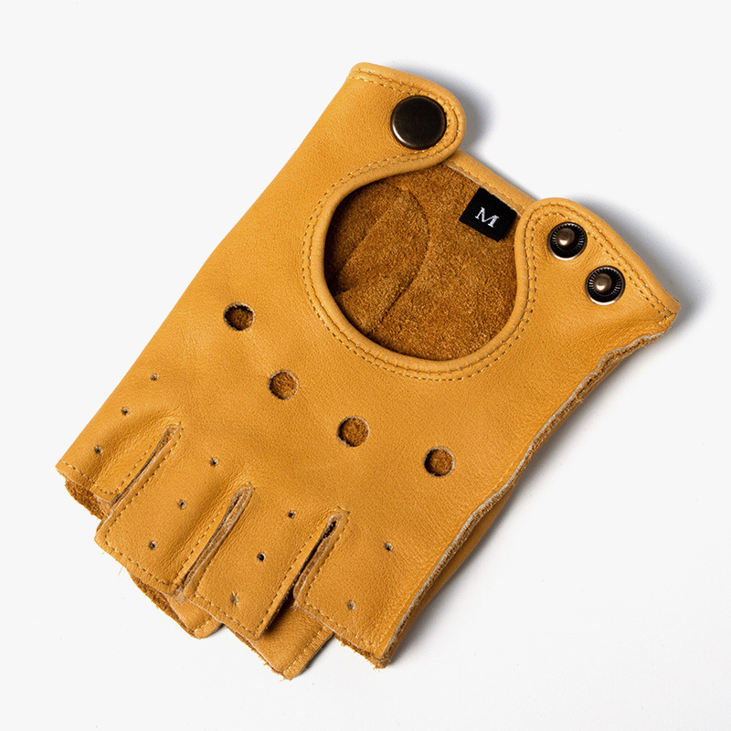 Перчатки из натуральной кожи для мужчин и женщин митенки без пальцев воловьей