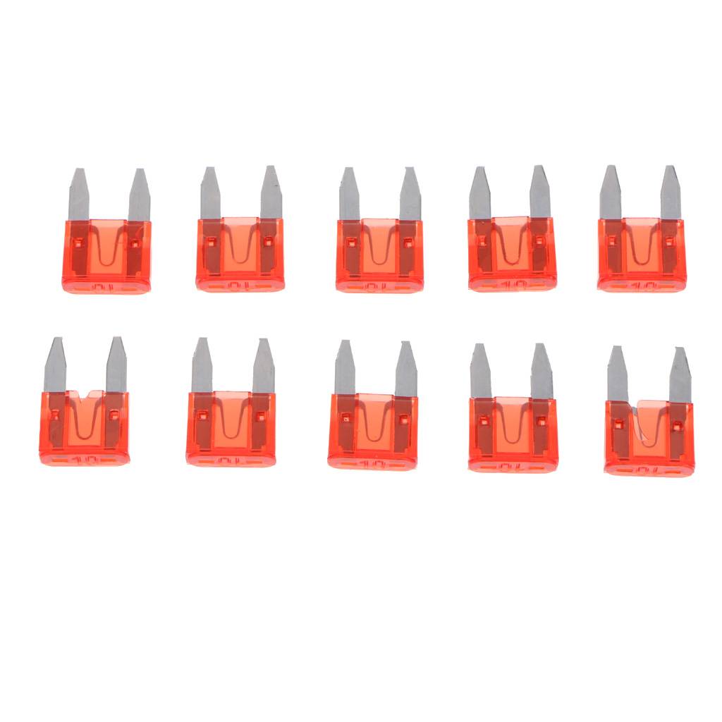 10 Pieces Univerial Mini 10A Blade Fuses Red for Car Truck Replacement
