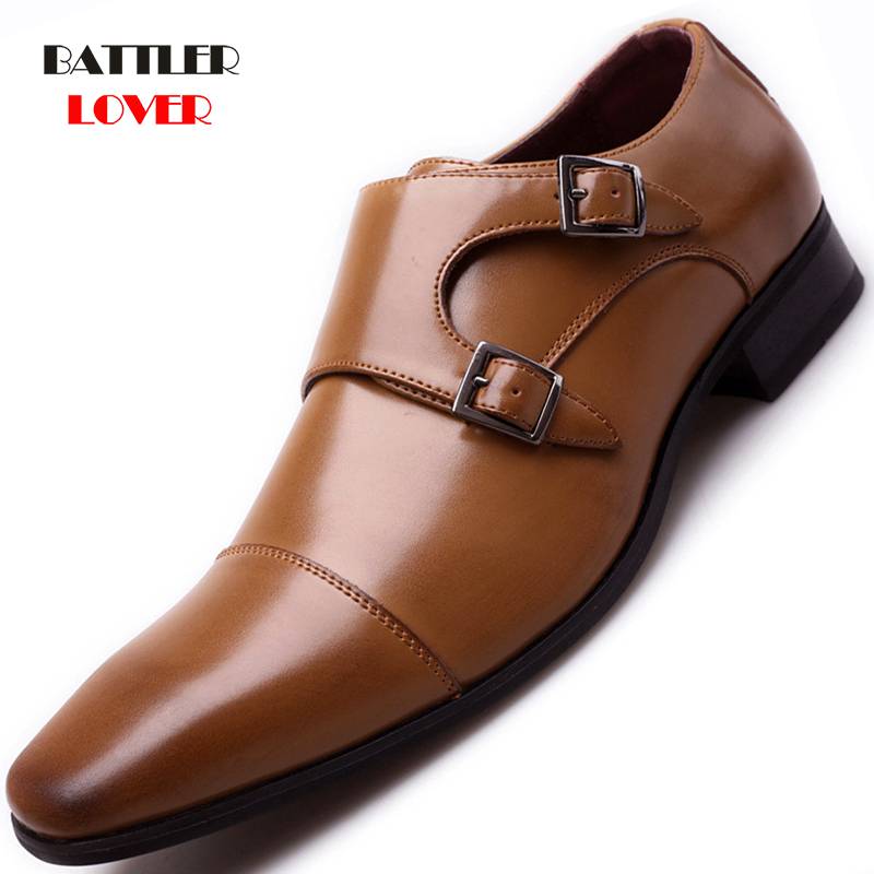 Brand Luxury Leather Men Oxford Shoes Square Toe Men