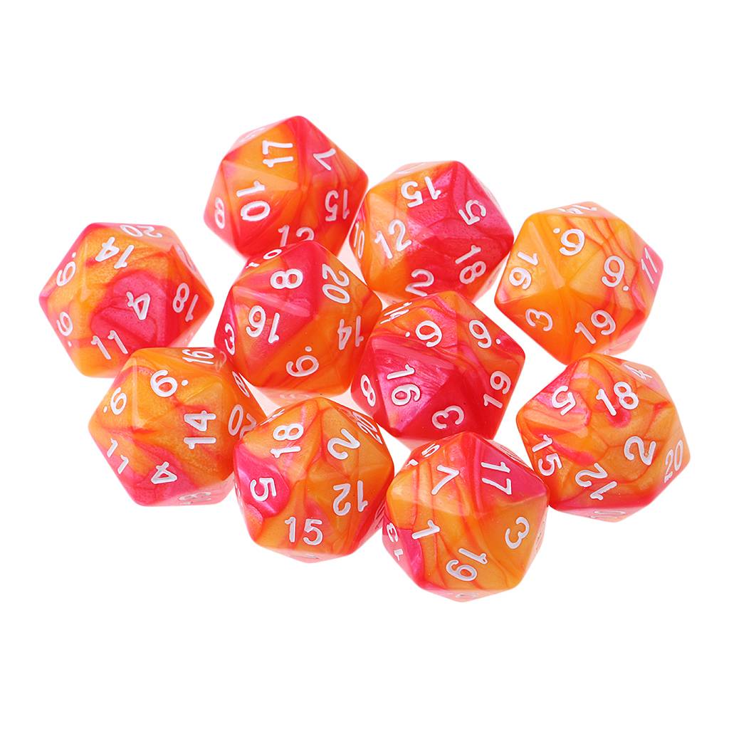 10pcs 20-Sided D20 Dices Double Color Party Table Game Dice Fun Toy for MTG TRPG DND