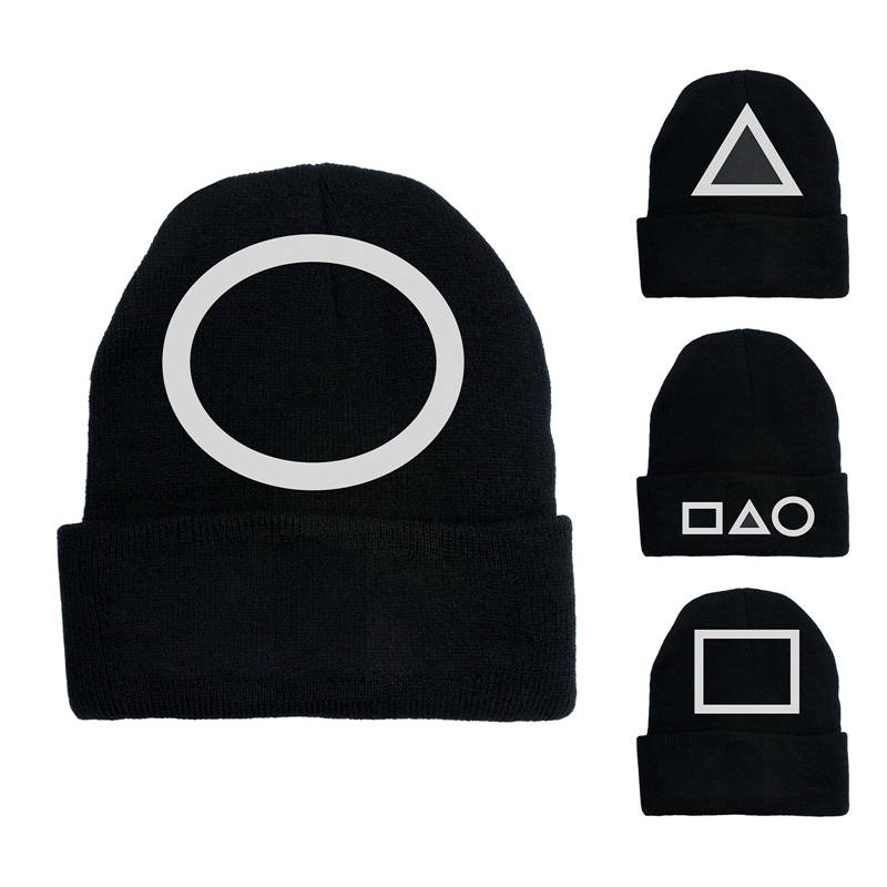 Squid Game Knitted Hat Unisex Women Men Winter Autumn Outdoor Party Hats Tide Hip Hop Caps Cuffed Beanies
