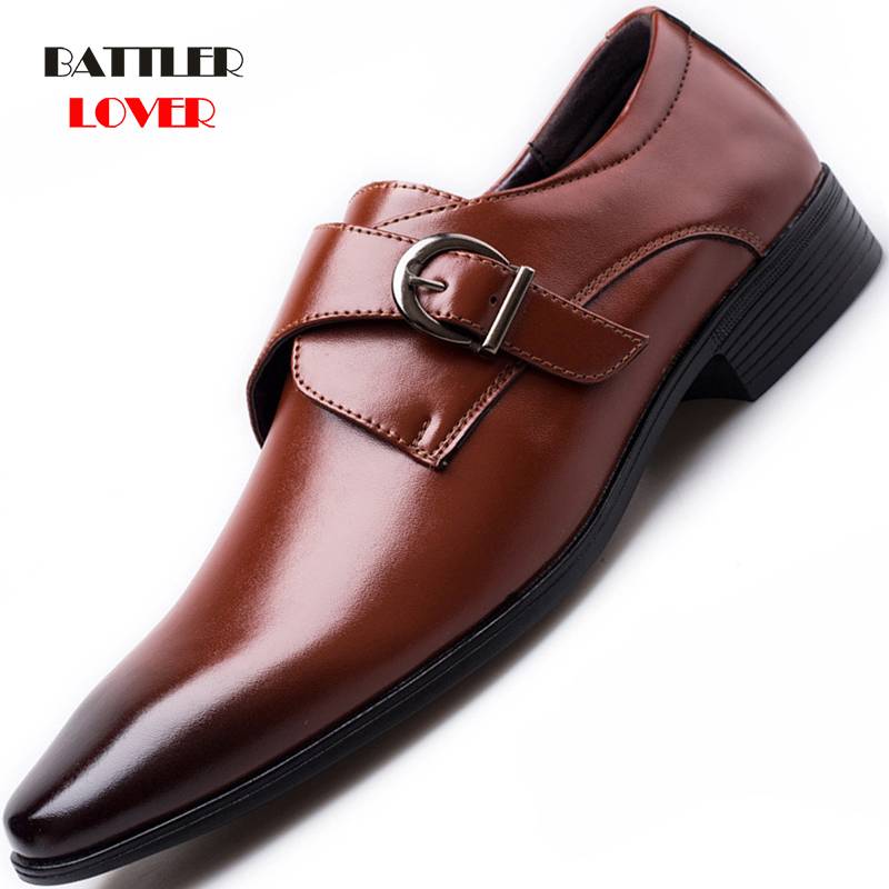 Pointed Toe Dress Shoes for Men Loafers Slip On Casual Formal Shoe Male Big Size 48 Metal Buckle Comfortable Homme Flat Footwear