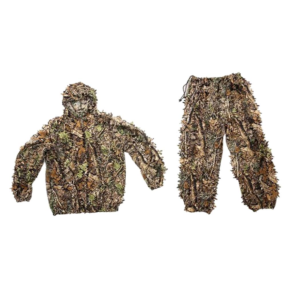 New Hunting clothes 3D Leaves Huntting Camouflage Clothes Ghillie Suit Jacket Hooded Pants Jungle Youth Adult Clothing Suit