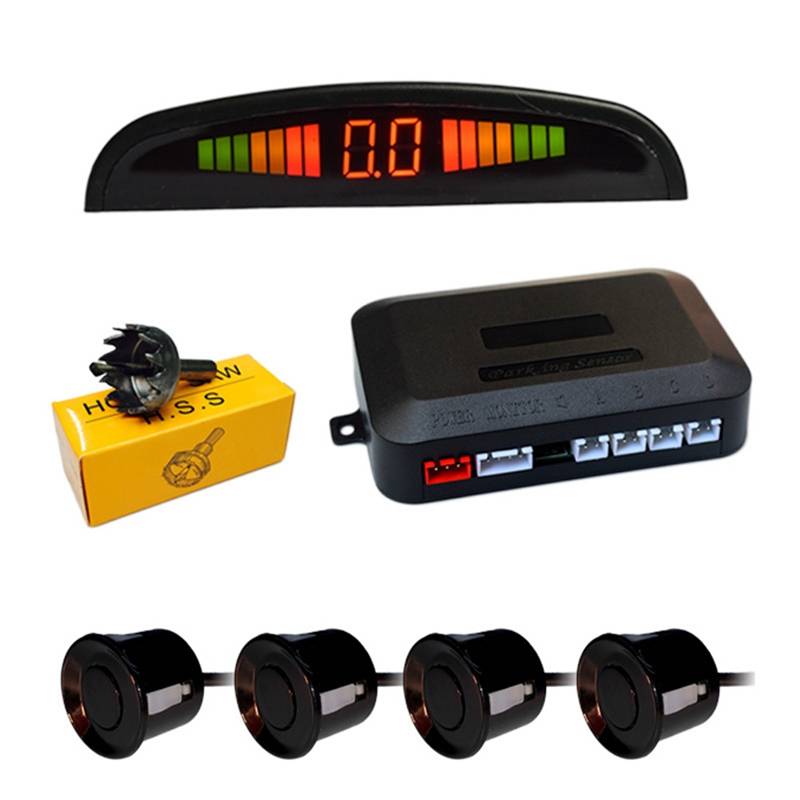 Universal Black LED Display Car 4 Parking Sensor Reverse Backup Radar Alarm System Kit