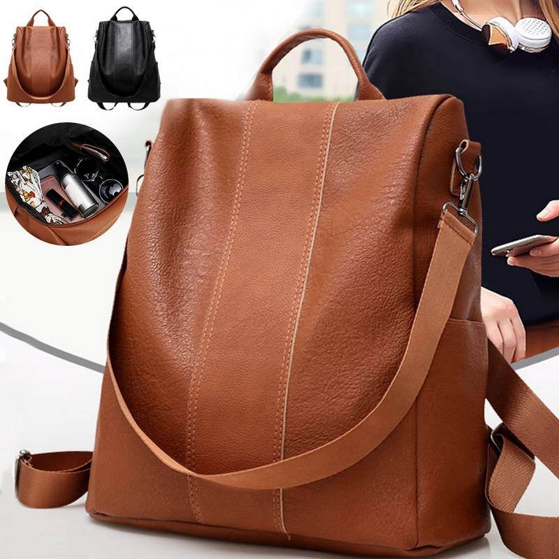 Fashion Quality Leather Anti-thief Women Backpack Large Capacity Hair Ball School Bag for Teenager girls Male Travel Bags