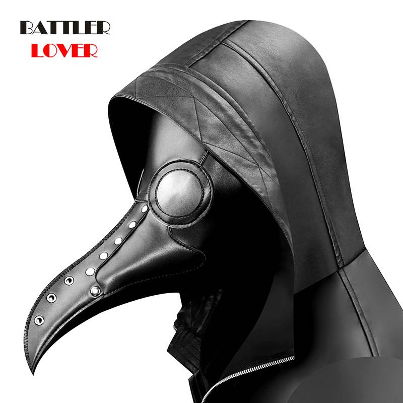 Halloween Gothic Black PU Beak Mask Steampunk Plague Retro Cool Bird Mouth Mask Masquerade Party Cosplay Props Adult Gold