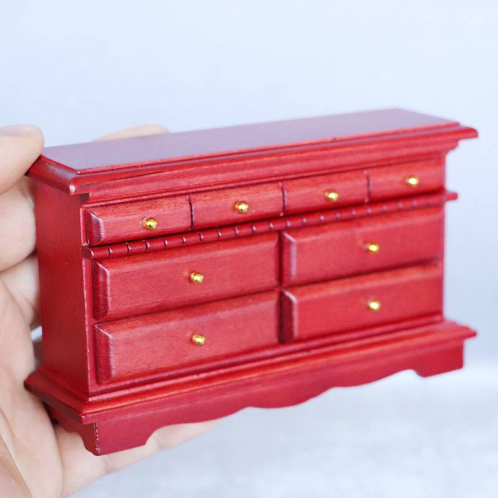 Solid Wood Small Cabinet 8 Drawer Living Room Furniture 1/12 Dollhouse Decor