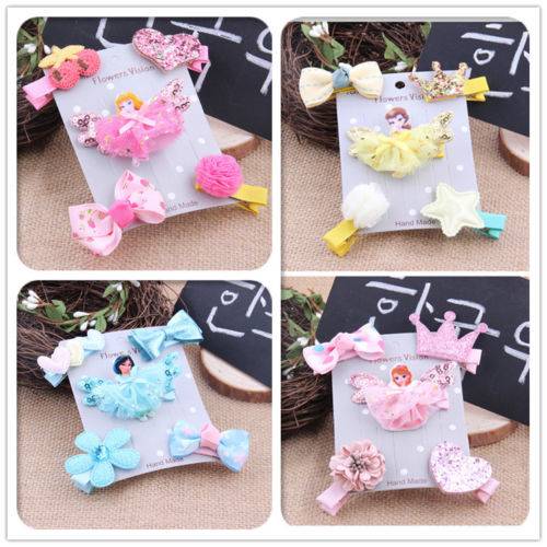 5pcs set Kids Baby Girl Hair Clips Bow Hairpin Headband Headwear Accessories New | Мать и ребенок