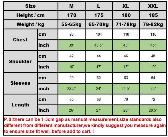 sweater size chart