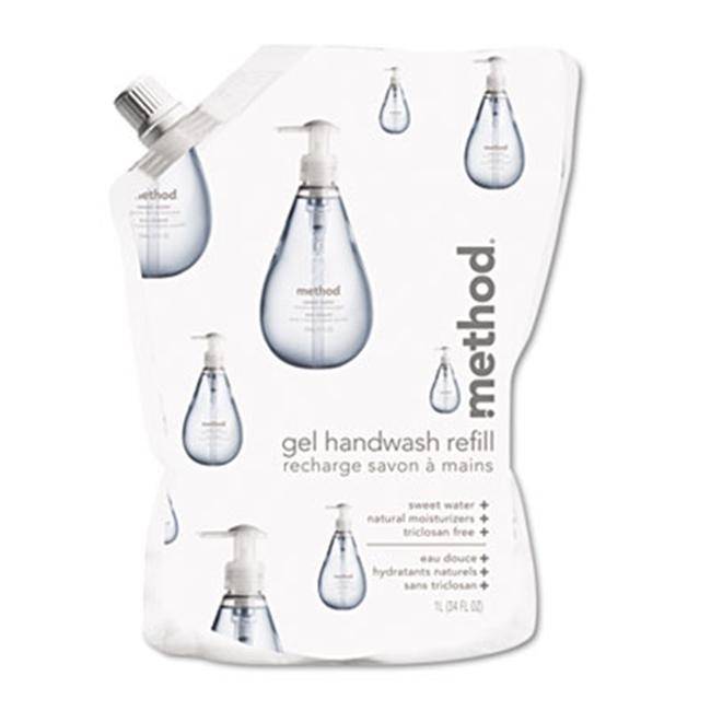 Method 00652 Gel Hand Wash Refill- 34 oz.- Sweet Water Scent- Plastic Pouch