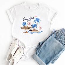 Летний стиль летняя футболка с принтом солнца женские пляжные