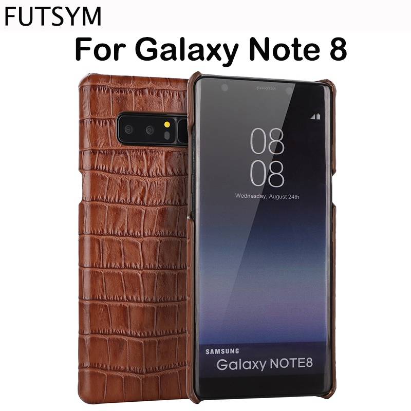 Luxury Vintage Genuine Real Leather Crocodile Pattern 3D Hard Back Cover for Samsung Note 8 Case 360 Protect for Samsung Note 8
