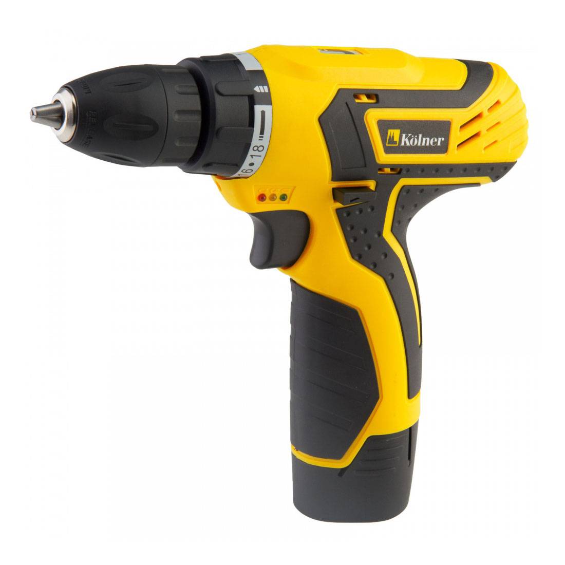 Дрель-шуруповерт аккумуляторная Kolner KCD 10,8L (Аккумулятор Li-Ion 10,8 В, энергоемкость 1,3 Ач, макс крутящий момент 16 Нм, диаметр сверления дерево 16 мм, вес 1 кг)