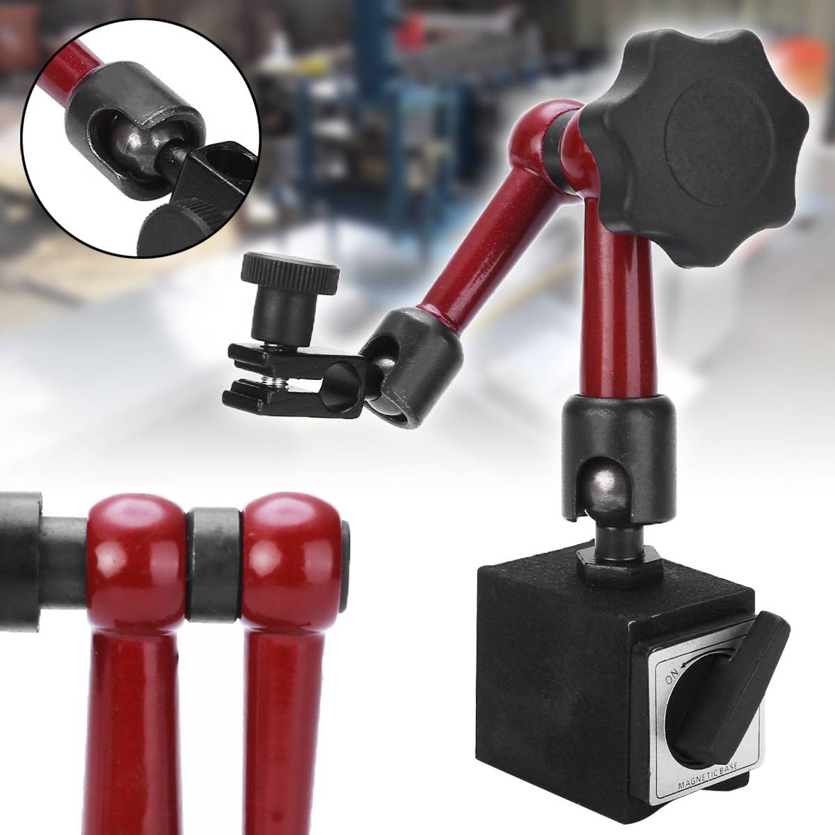 High Precision Indicator Rotary Magnetic Stand Base Holder Mechanical Universal Metal Dial Test Gauge Tool with On/Off Switch