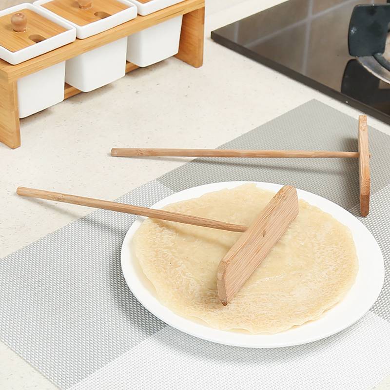 1pc DIY Wooden Kitchen T Shaped Egg Cake Stick Heat Crepe Maker Pancake Batter Wooden Spreader Stick   New