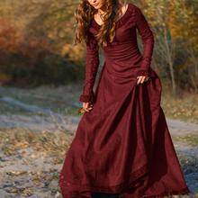 Мода 2018 винтажное средневековое женское платье с длинным