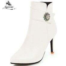 Sgesvier/Элегантные ботильоны с кристаллами Женские модные белые
