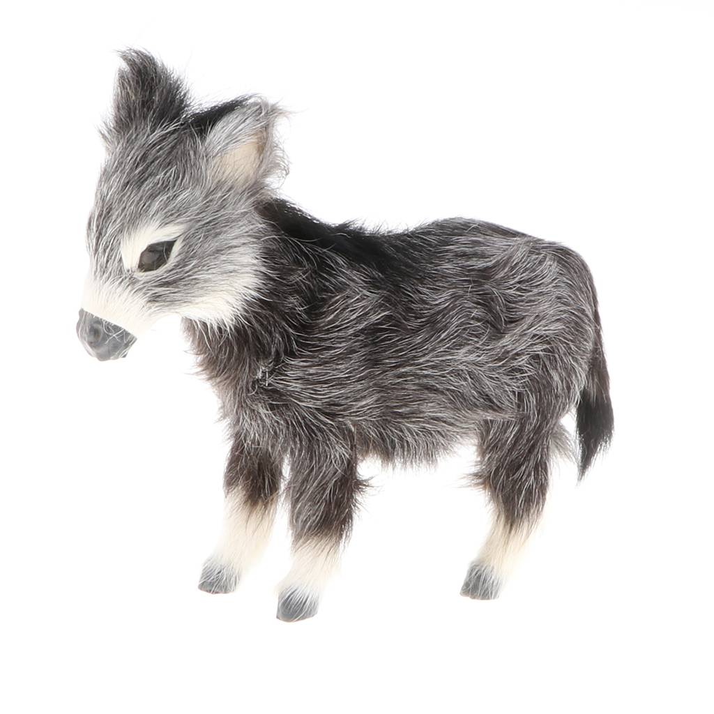 Cute Emulation Burro Statue, Simulation Faux Fur Animal Model Toy for Kids, Handicraft Collections, Home Desk Decor Ornament