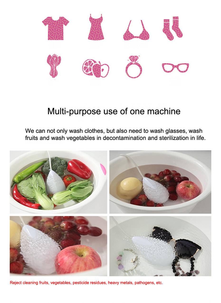 Mini Ultrasonic Vibration Washing Machine Ultrasound Laundry Cleaning for Stains on Clothes Jewelry  eyeglasses vegetables