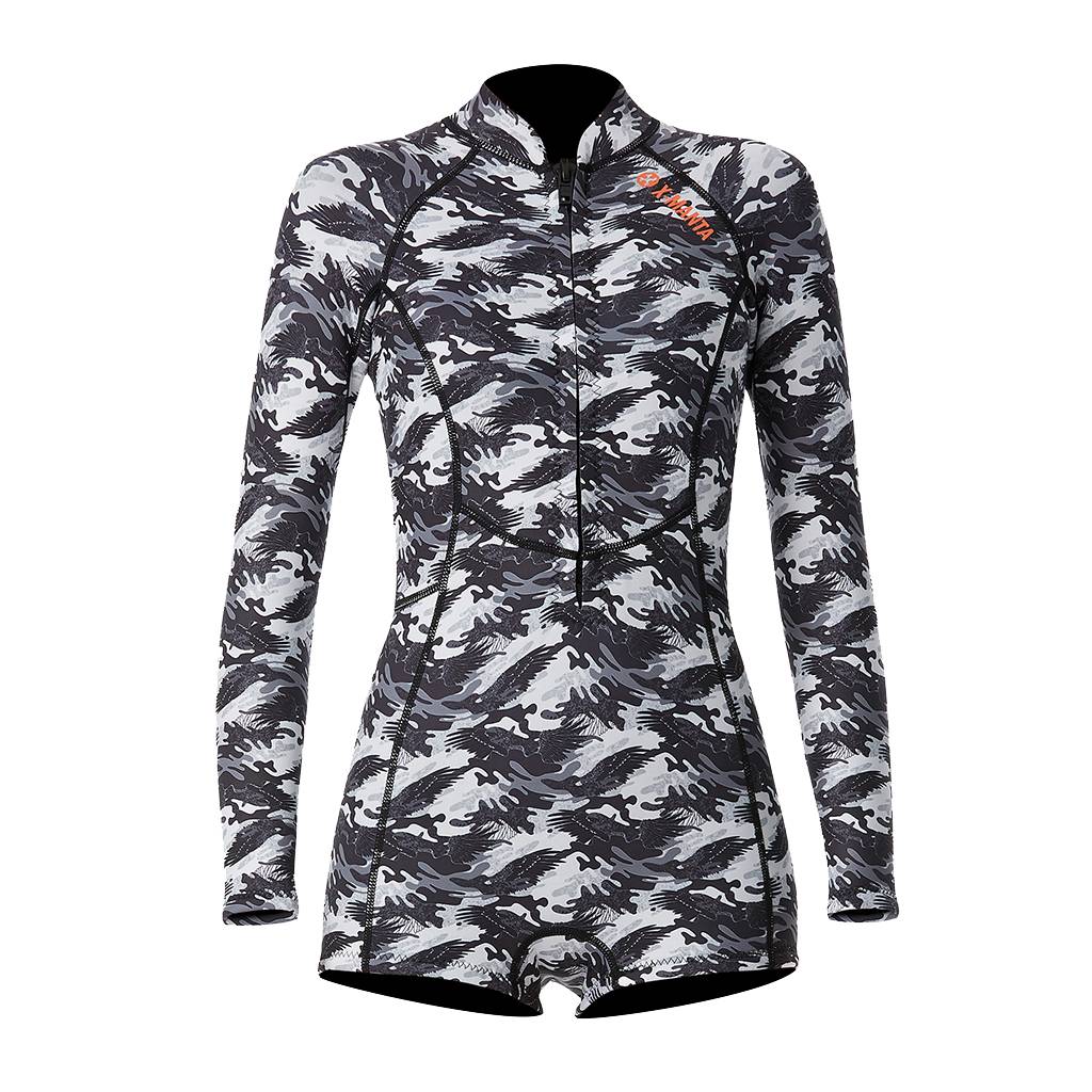 Women Neoprene One-piece 1.5mm Wetsuit Front Zip Long Sleeve Diving Snorkeling Swimwear Wetsuits