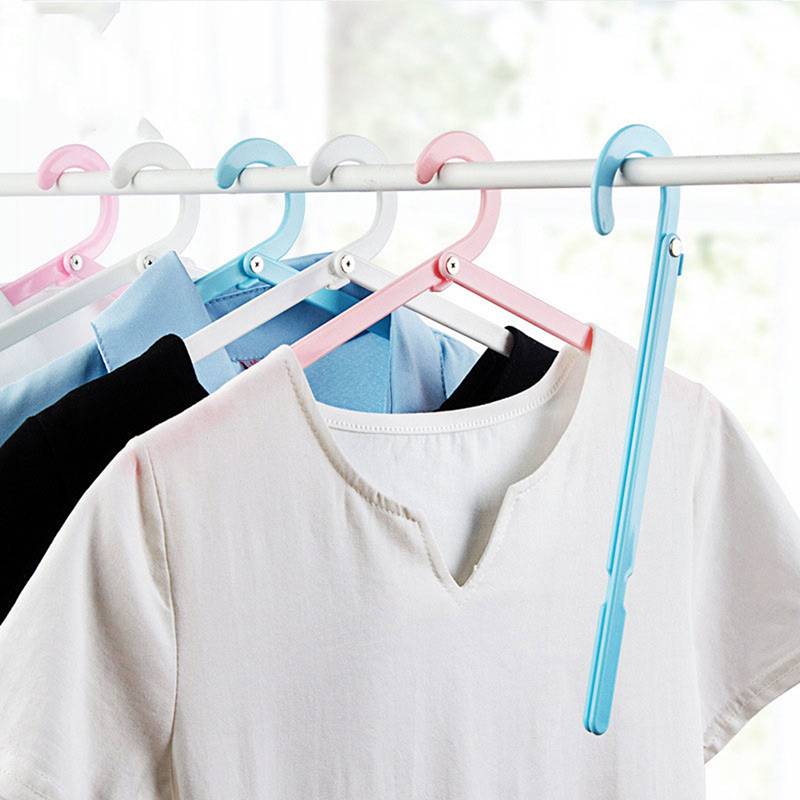 Folding Plastic Hangers With Hooks Laundry Hanger Rack Travel Outdoor And Home Wardrobe Storage Rack For Clothes Towel Organizer