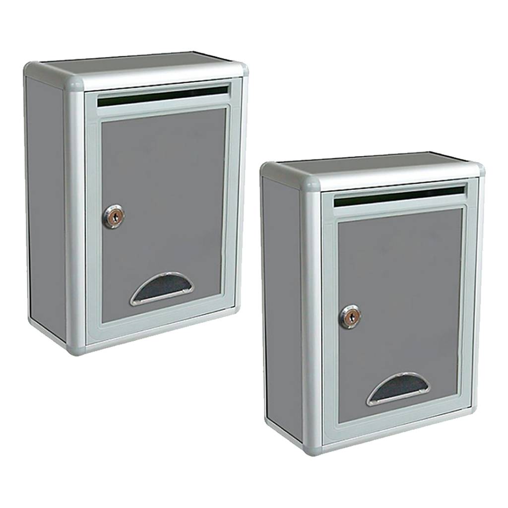 2packs Aluminium Alloy Wall Mounted Mailbox Lockable Letterbox Post Box Vertical Locking Drop Mail Box