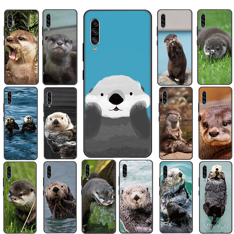 Силиконовый черный чехол для телефона с изображением животных и выдры Samsung Galaxy S6