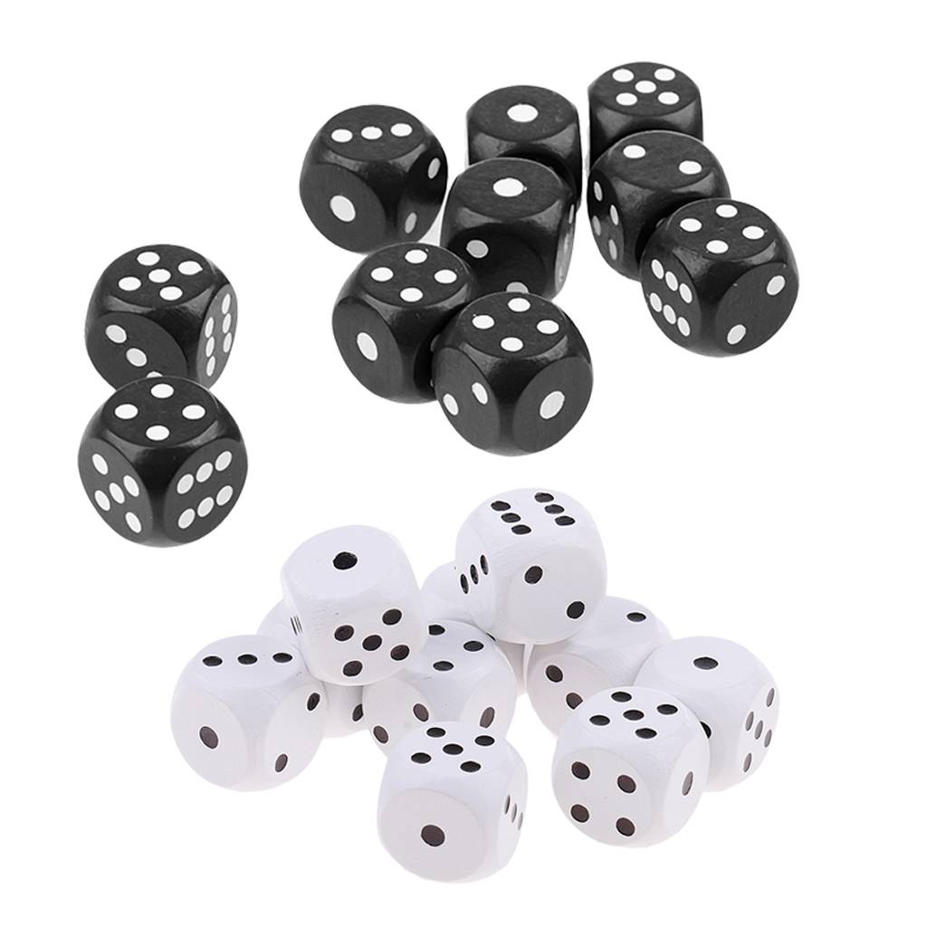20Pcs 2cm Six Sided Wooden Dice 1-6 Number Dotted for Kids Party Bag Fillers