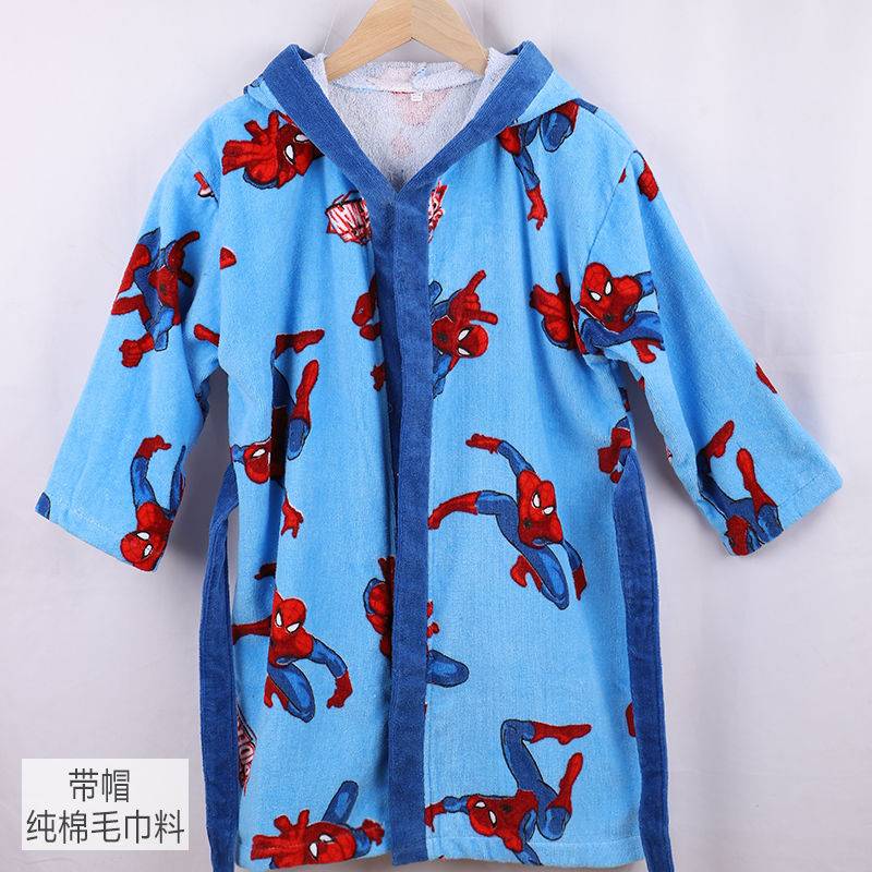 Банный халат детский Человек-паук Мягкий банный с мультяшным рисунком пляжные