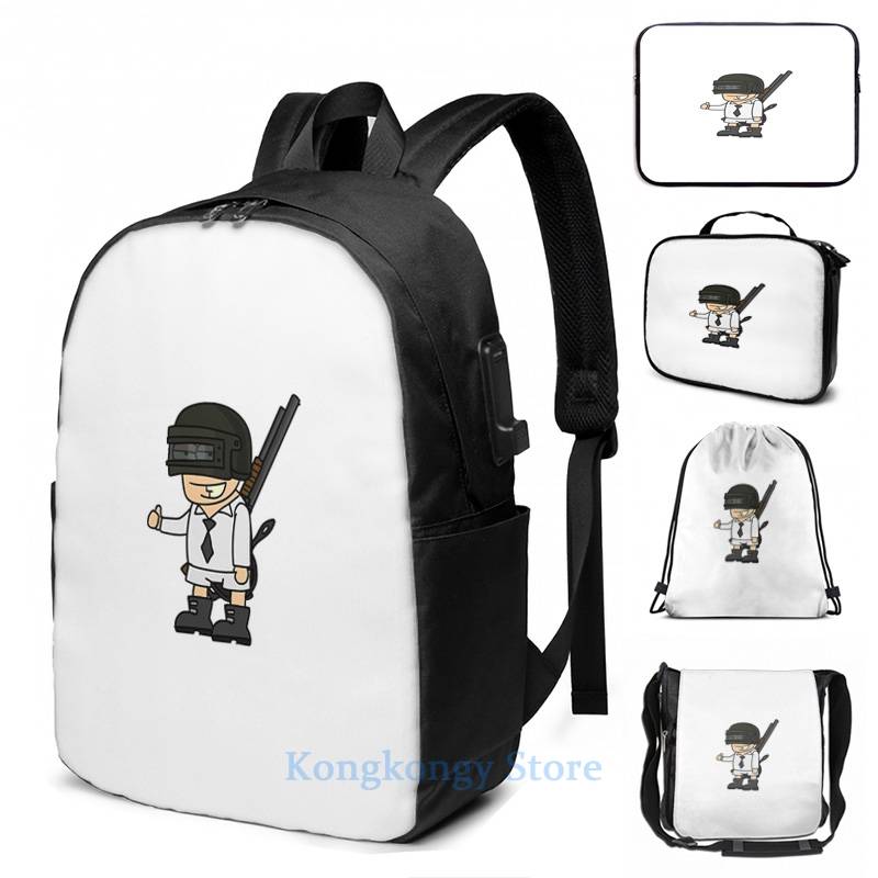 Забавный рюкзак с графическим принтом Pubg(7) USB-зарядкой мужские школьные сумки