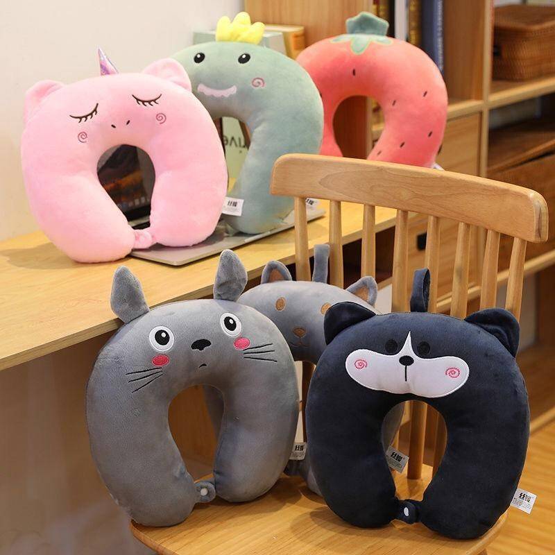 Симпатичная U-образная подушка в виде мультяшного животного универсальная для